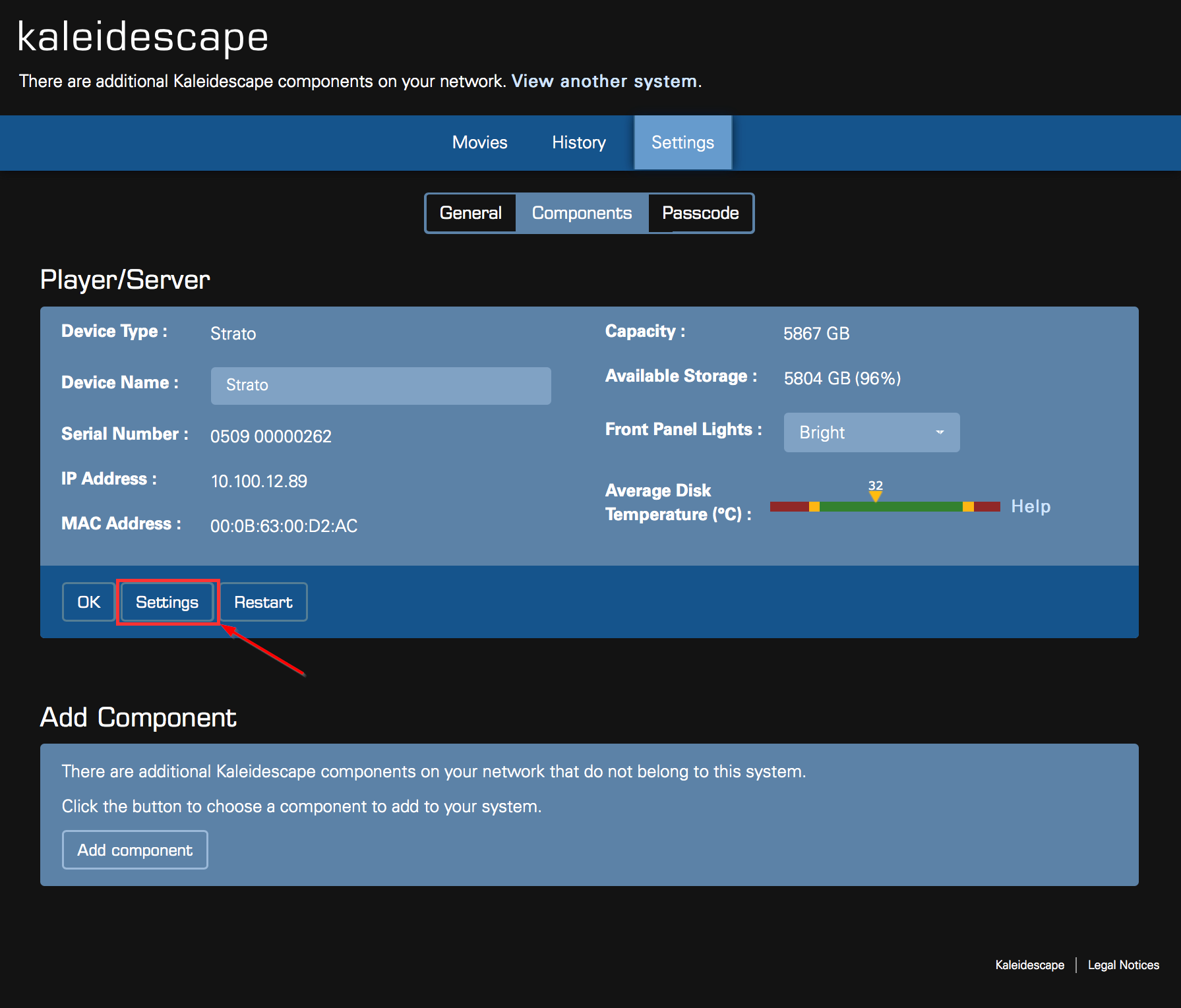 Strato Settings Page