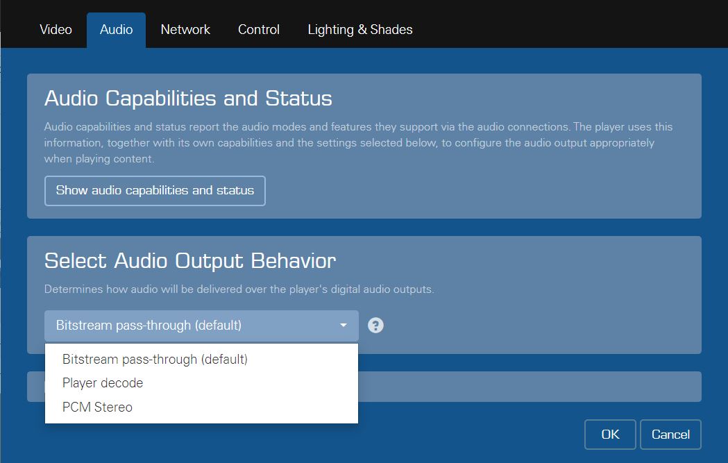 Strato audio settings