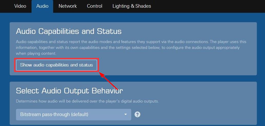 Strato audio capabilities button