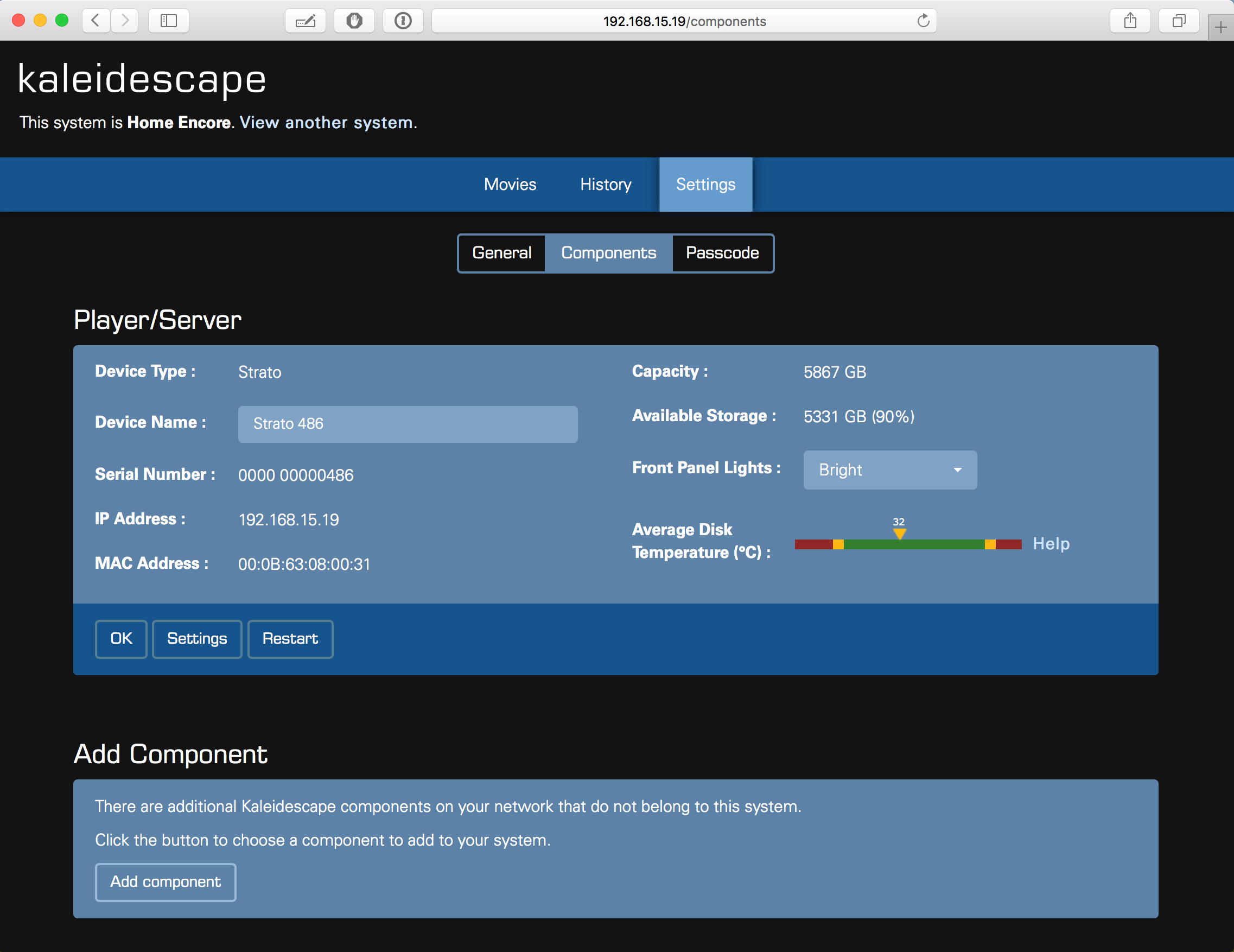 Component Settings