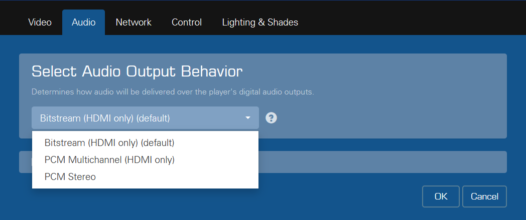 Strato V audio settings