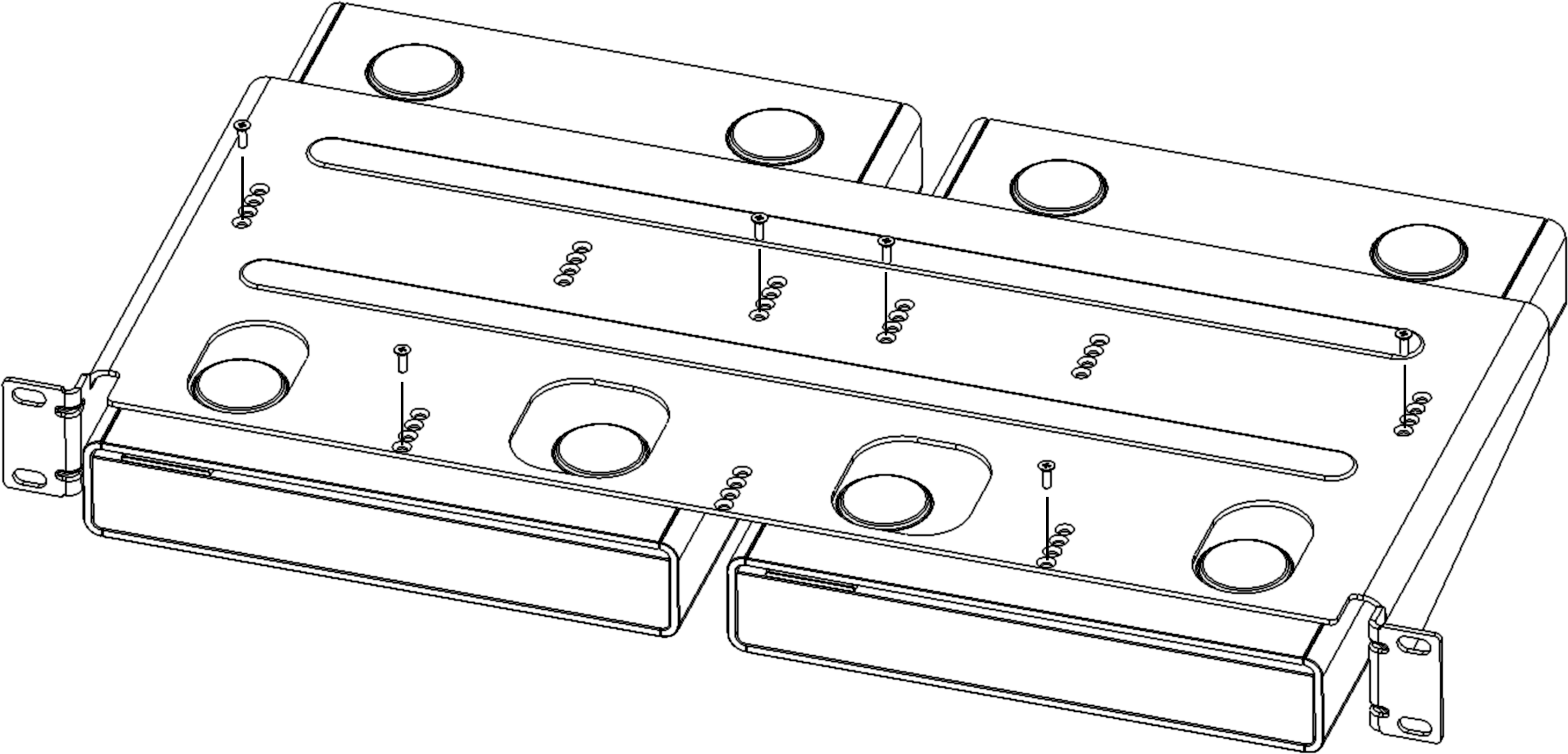 Install rack shelf to both units