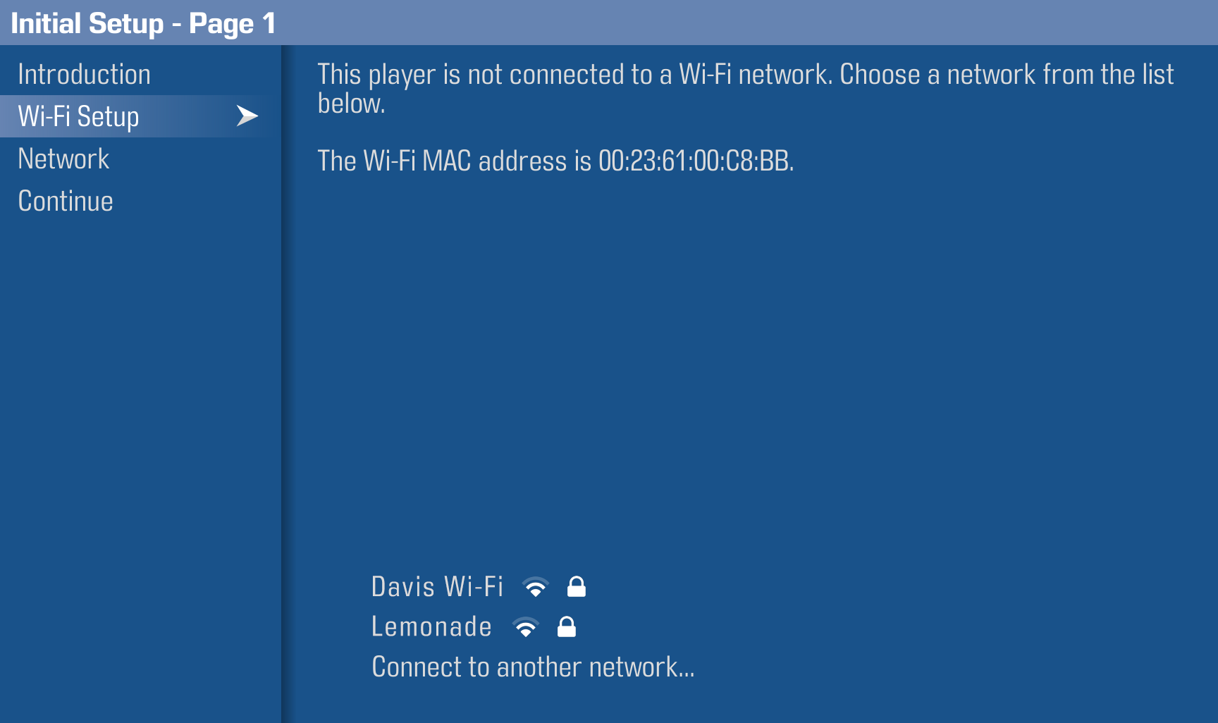 Wi-Fi setup