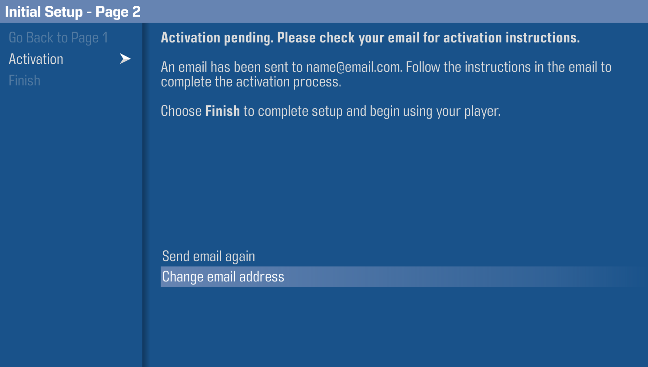 Strato Initial Setup activation change email