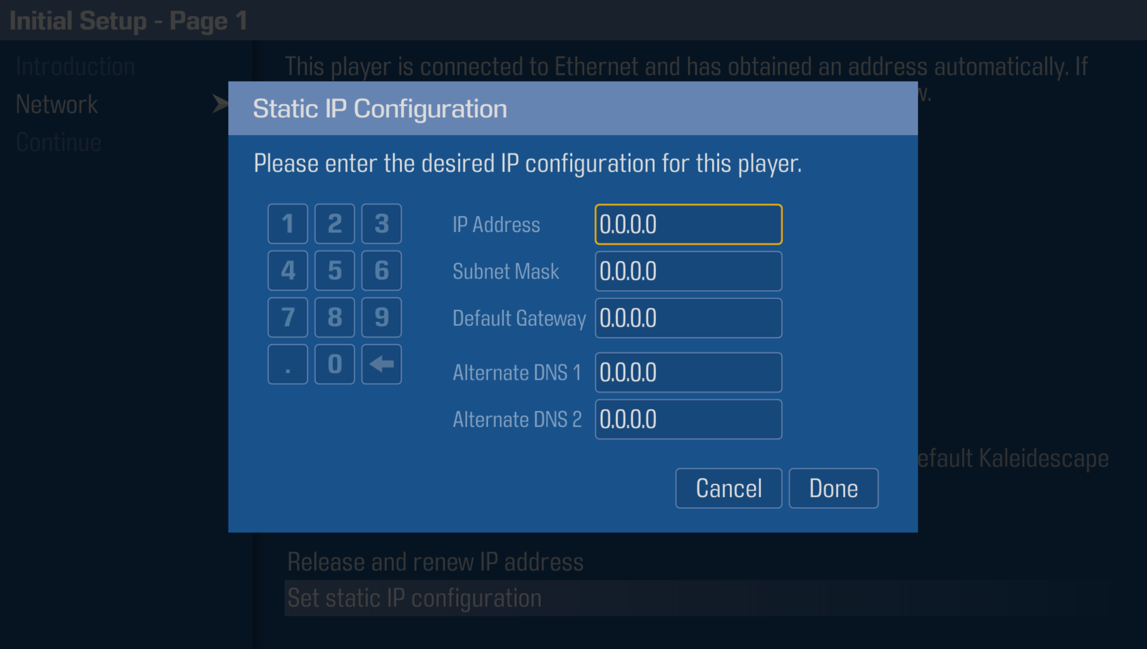 Strato E initial setup - static network