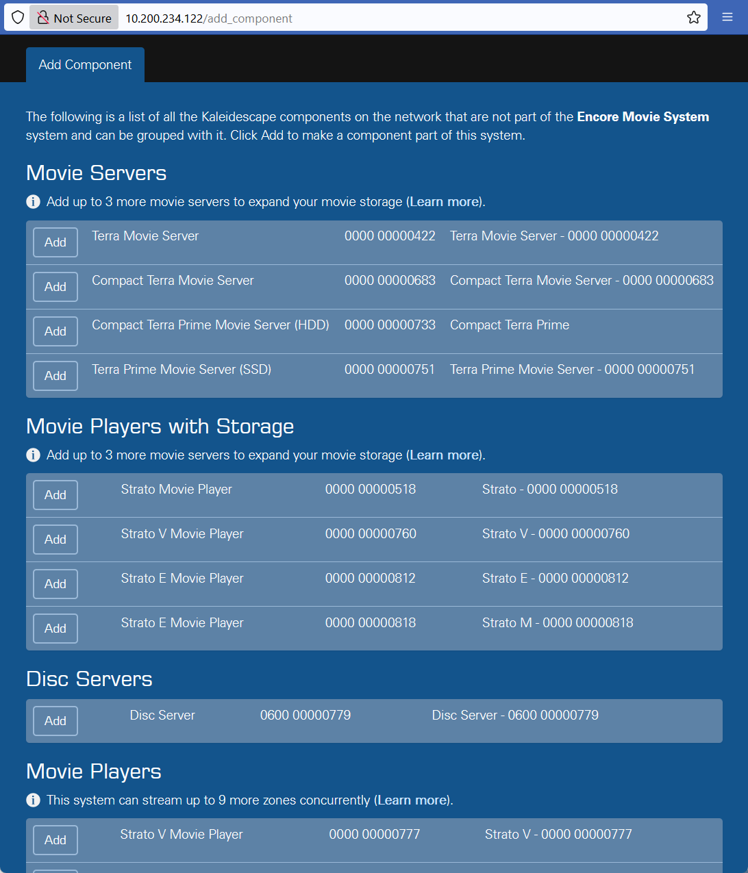 Strato E BI add component popup