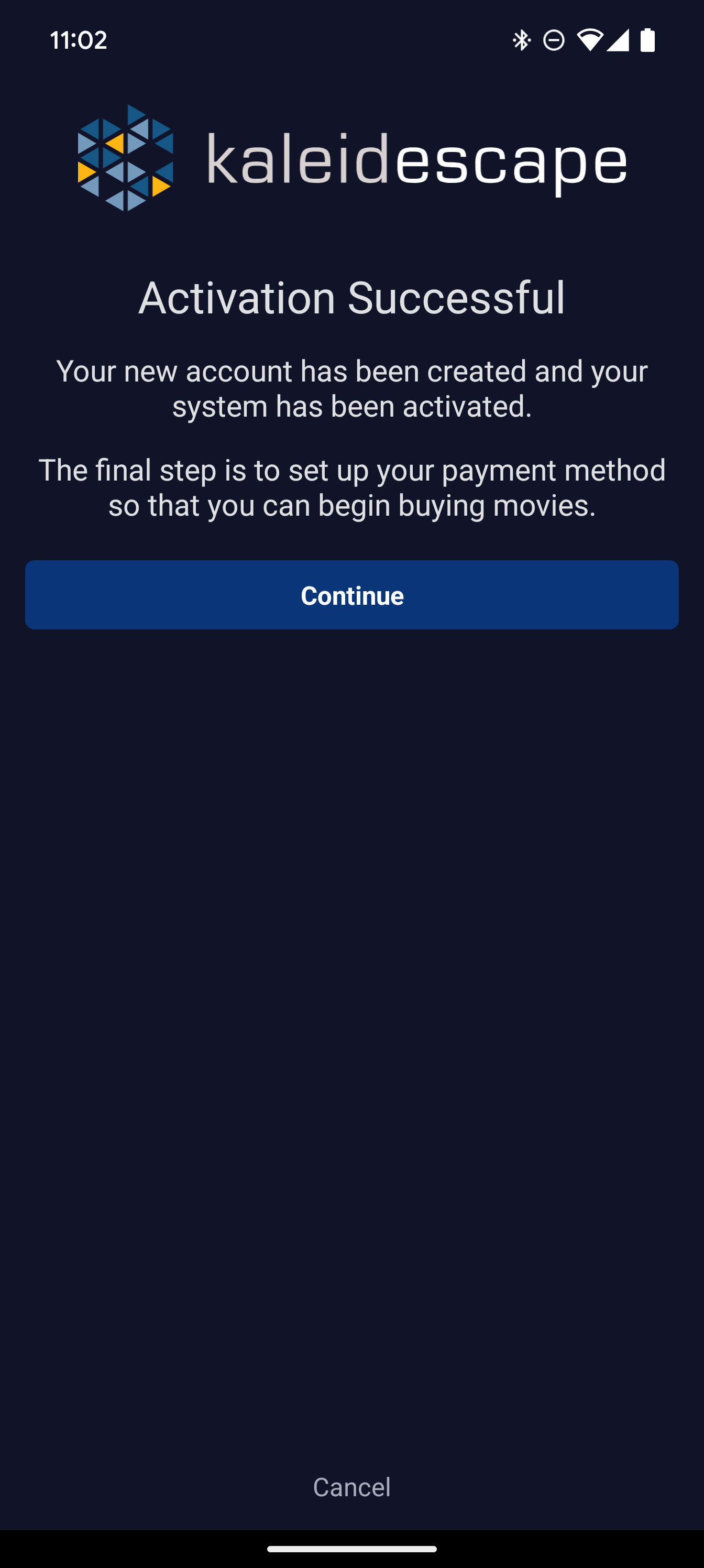 Mobile activation - successful add payment