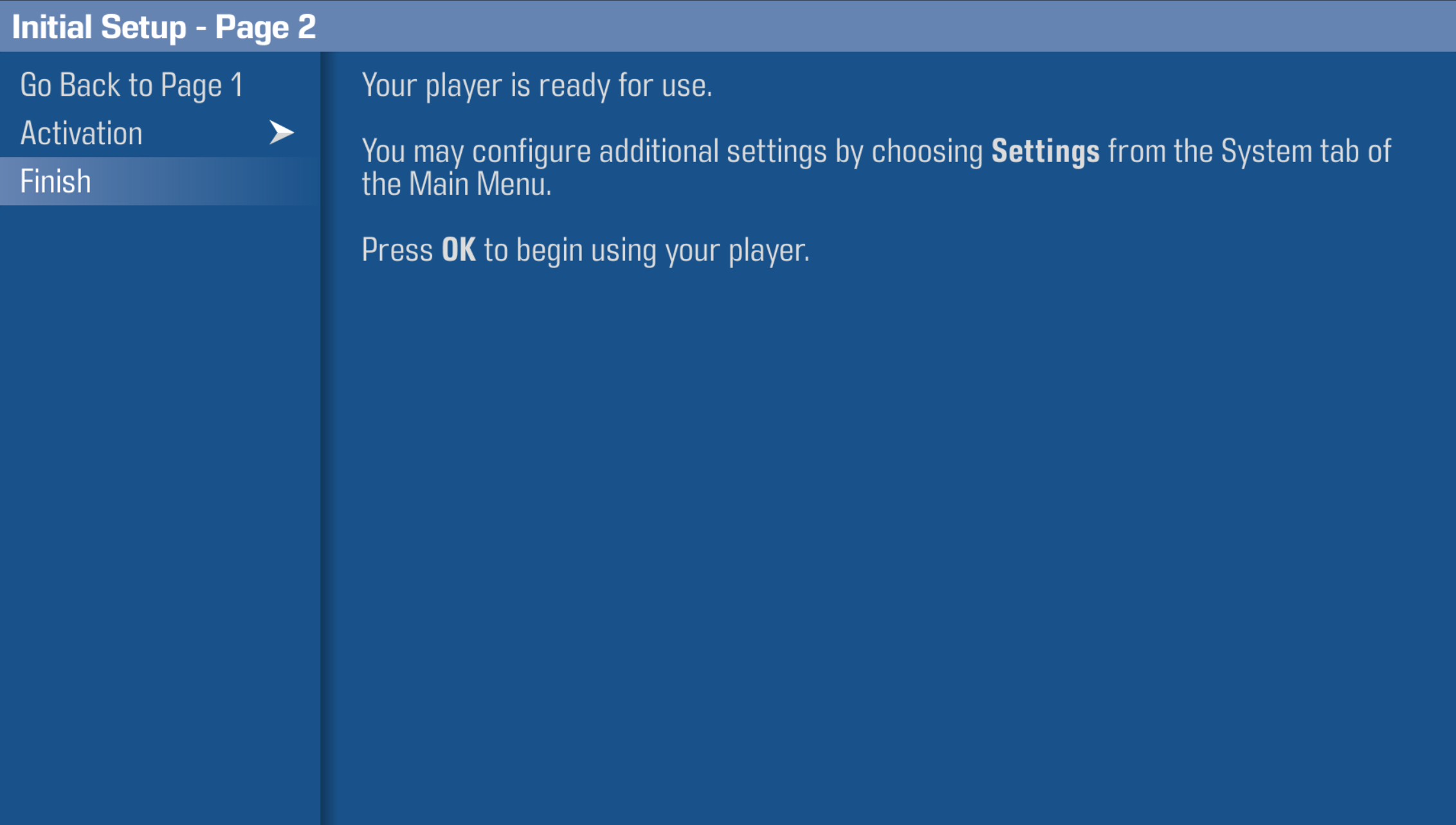 Strato Initial Setup activation finish