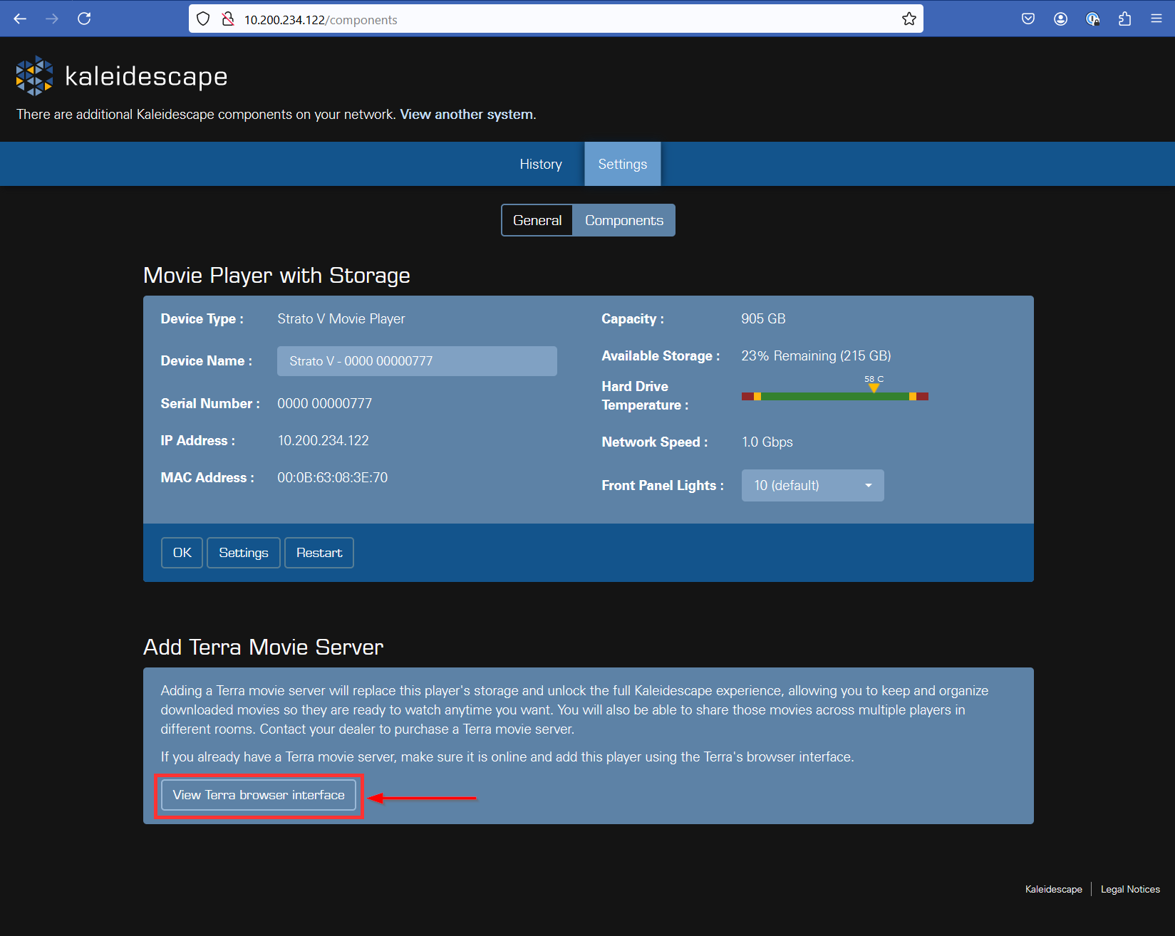 Strato BI settings view terra BI2
