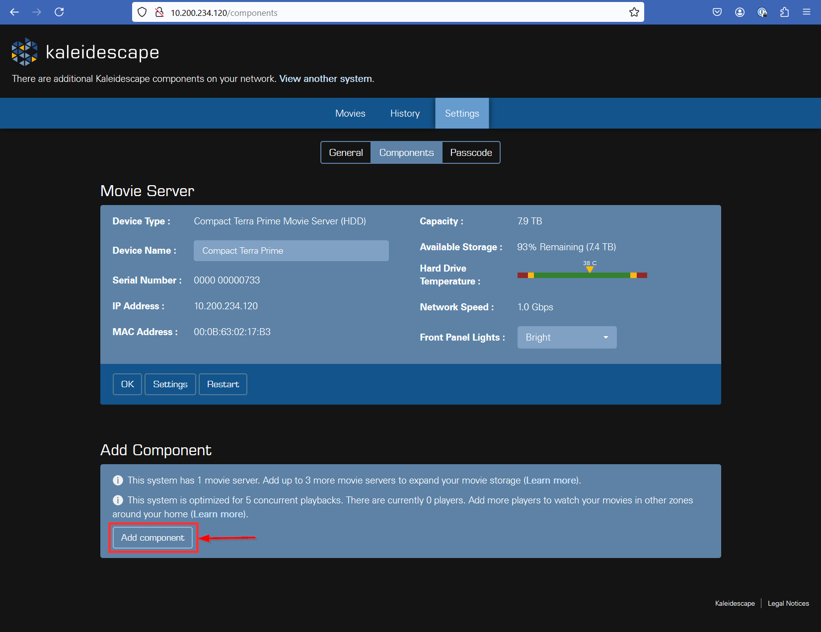 Terra BI Settings add component